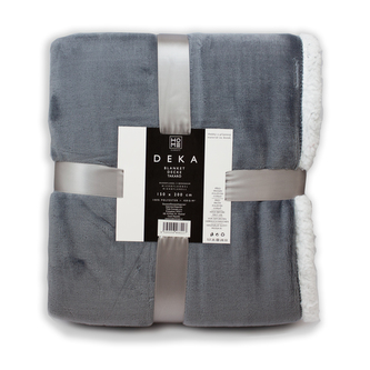 Deka mikroflanel s beránkem, 150 x 200cm, šedá