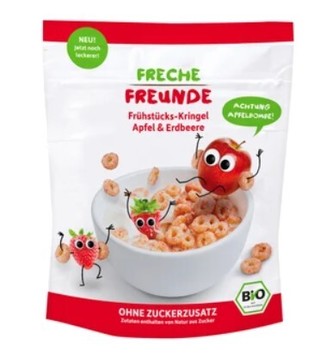 Freche Freunde BIO Cereálie - krúžky - Jablko a jahoda 125 g