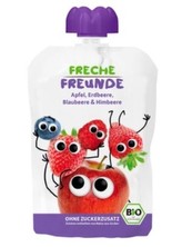 Freche Freunde BIO Ovocná kapsička Jablko, jahoda, borůvka a malina 100 g