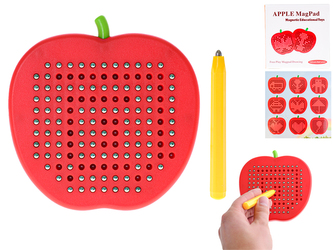 Magnetická tabulka jablko 12x12cm s perem, předloha + 142ks kuliček v krabičce