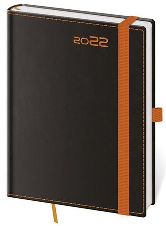 Diář 2022 týdenní B6 Black Orange s poutkem na propisku