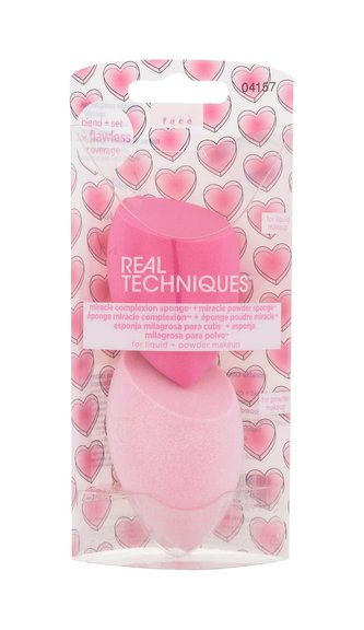 Real Techniques Miracle Complexion Sponge houbička na tekutý make-up Miracle Complexion Sponge 1 ks + houbička na pudrový make-up Miracle Powder Sponge 1 ks
