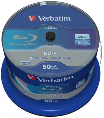 VERBATIM BD-R Blu-Ray SL DataLife 25 GB / 6x / 50 balení / vreteno