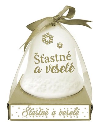 Keramický zvonček - Šťastné a Veselé 6,5cm