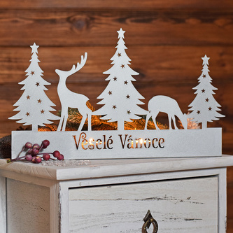 Stříbrný adventní svícen - Veselé Vánoce