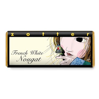 Zotter Bio mléčná čokoláda Francouzský bílý nugát, 70 g