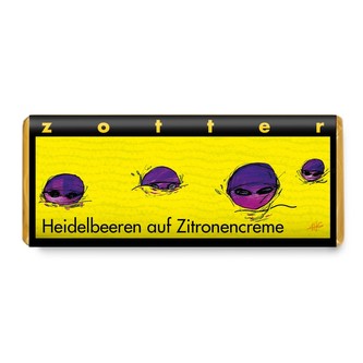 Zotter Bio horká čokoláda Čučoriedky v citrónovom kréme, 70 g