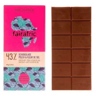 Fairafric Bio mléčná čokoláda s Fleur de Sel, vyrobená v Ghaně, 80 g