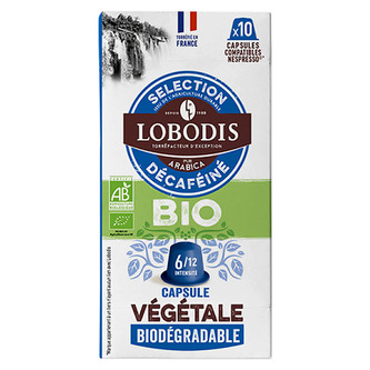 Lobodis Bio kompostovatelné kávové kapsle Bez kofeinu s nulovým odpadem, 10 ks (pro Nespresso®)