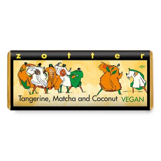 Zotter Bio horká čokoláda Mandarínky matcha kokos, 70 g