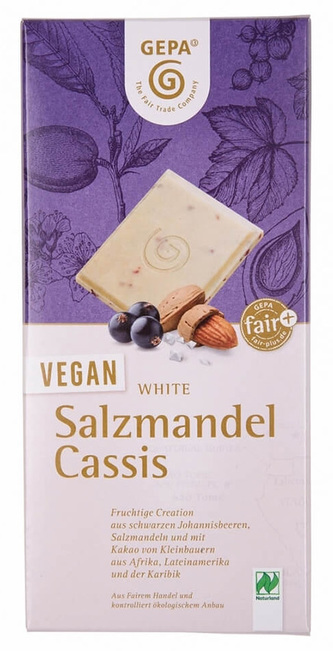 Gepa Bio vegan bílá čokoláda se slanými mandlemi, 100 g