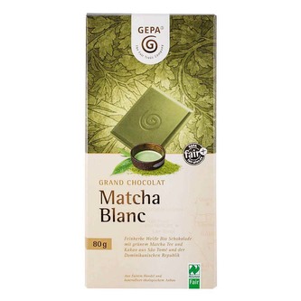 Gepa Bio biela čokoláda s čajom Matcha, 80 g