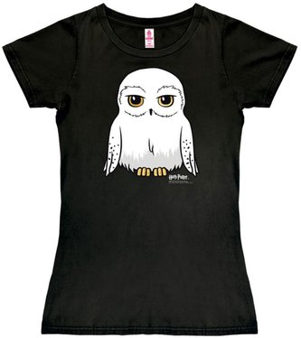 Dámské tričko Harry Potter: Hedwig (M) černá bavlna