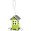 Zahradní krmítko kovové, barevný domeček 19x20x19 cm,  - zelený/stříbrná střecha