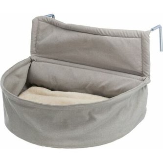 XXL závěsné lůžko na topení, plyš/látka, 55 x 15 x 36 cm, hnědá/béžová