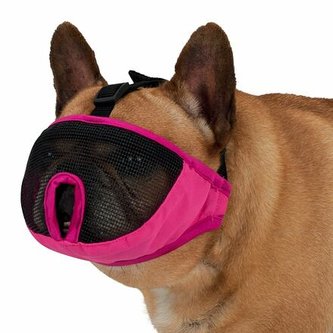 Náhubek pro krátkonosá plemena, polyester S-M 24 cm růžový - DOPRODEJ