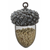 Žaluď - zásobník na vtáčie krmivo, 700 ml/14×22 cm, živica/kov, hnedá/biela