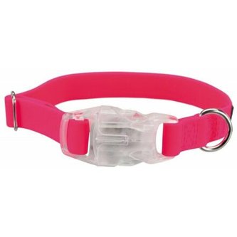 Neonový obojek se svítící karabinou L-XL 40-65cm/25mm růžový - DOPRODEJ (RP 2,10 Kč)