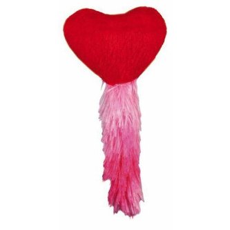 Plyšové srdíčko se šustící fólií uvnitř, s ocasem 13cm - DOPRODEJ