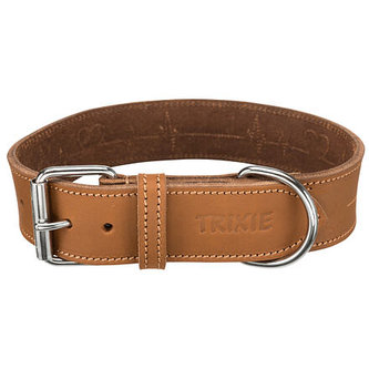Rustic kožený obojok Heartbeat - hnedá - L:47-55cm/40mm