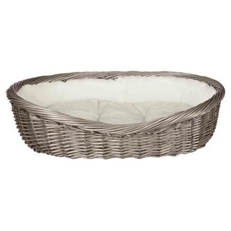 Proutěný koš šedý, s flísovým polštářem - 60cm