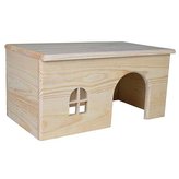 Dřevěný domek s rovnou střechou pro králíky 40 x 20 x 23 cm