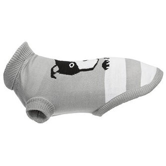 Svetr PINEY, motiv pes, šedá - DOPRODEJ - S:36cm, hruď:40cm, krk:36cm