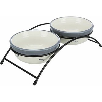 Set keramických misiek so stojanom 2 × 0,3 l / ø 12 cm šedo/biela