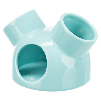 Keramický domek s třemi vchody, ø 12 × 10 cm, tyrkysová