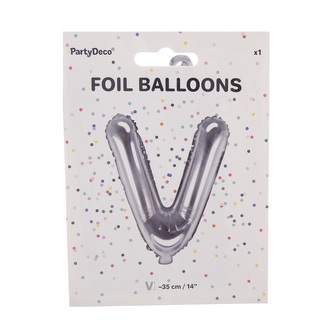 Balónek fólie písmeno V stříbrný 35 cm