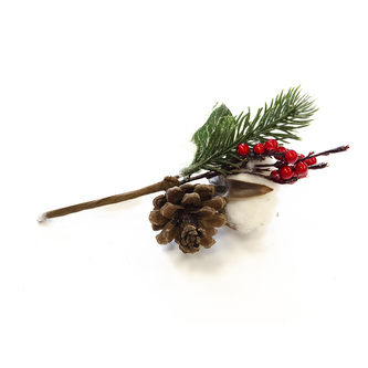 Přízdoba UH větvička jeřabiny/šišky 17 cm