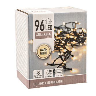 LED světýlka žlutá IN/OUT s časovačem 96 LED 7 m