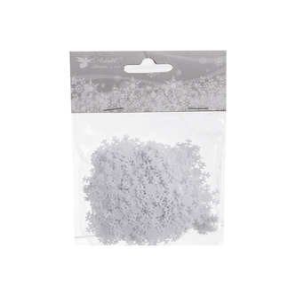Přízdoba konfety vločka bílá pr. 1,5 cm 15 g