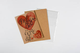 Přání+obálka ,,MILUJU TĚ,, 11x15 cm