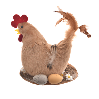 Slepice plyš hnědá 19 cm