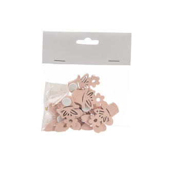 Přízdoba dřevo růžová 2 druhy 12 ks