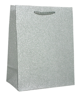 Taška dárková glitr barva stříbrná 26x10x32 cm