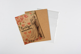 Přání+obálka ,,NOVOMANŽELÉ,, 11x15 cm