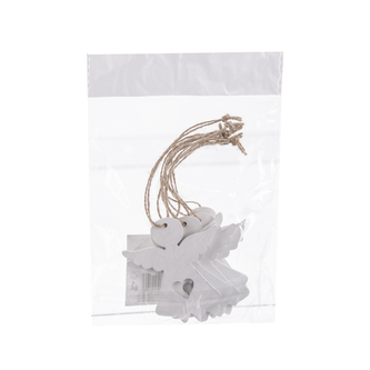 Anděl dřevo závěsný bílý 6 ks 7x7 cm