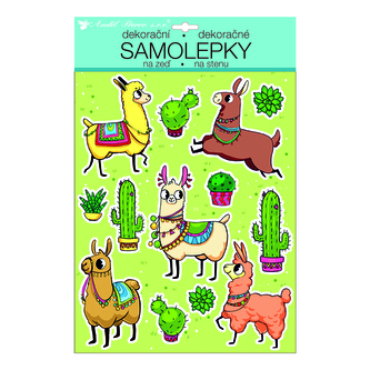 Samolepky na zeď lamy glitr 27x35 cm