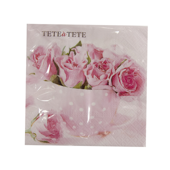 Ubrousek Roses in a Cup TETE 20 ks 33x33 cm