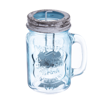 Svícen sklo STRAW modrý 11x8x14 cm