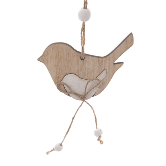 Ptáček dřevo závěsný korálek 10 cm