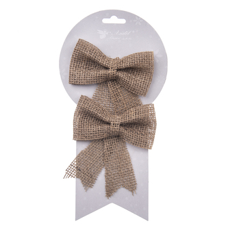 Mašle juta béžová 2 ks 12 cm