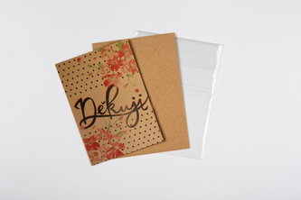 Přání+obálka ,,DĚKUJI,, 11x15 cm