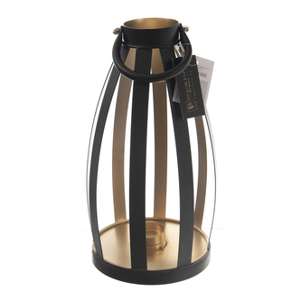 Svícen kov černý/zlatý 15x15x30 cm