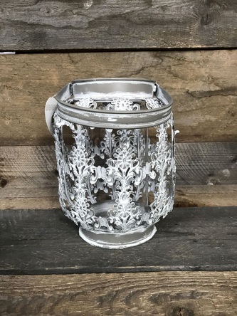 Svícen kov šedý retro 16x20x32 cm