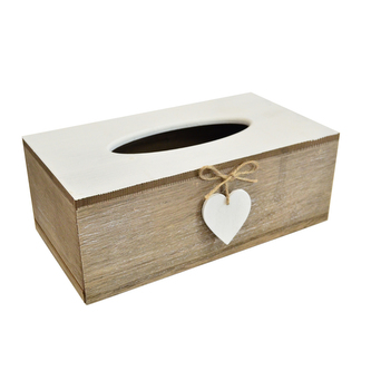 Box na papír. kapesníky dřevo bílý/hnědý 25x14x9cm