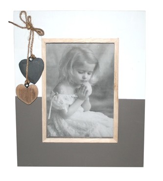 Fotorámeček dřevo srdce 24x29 cm