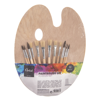 Paleta drevo+štetce maliarske sada 12 ks 25x31 cm
